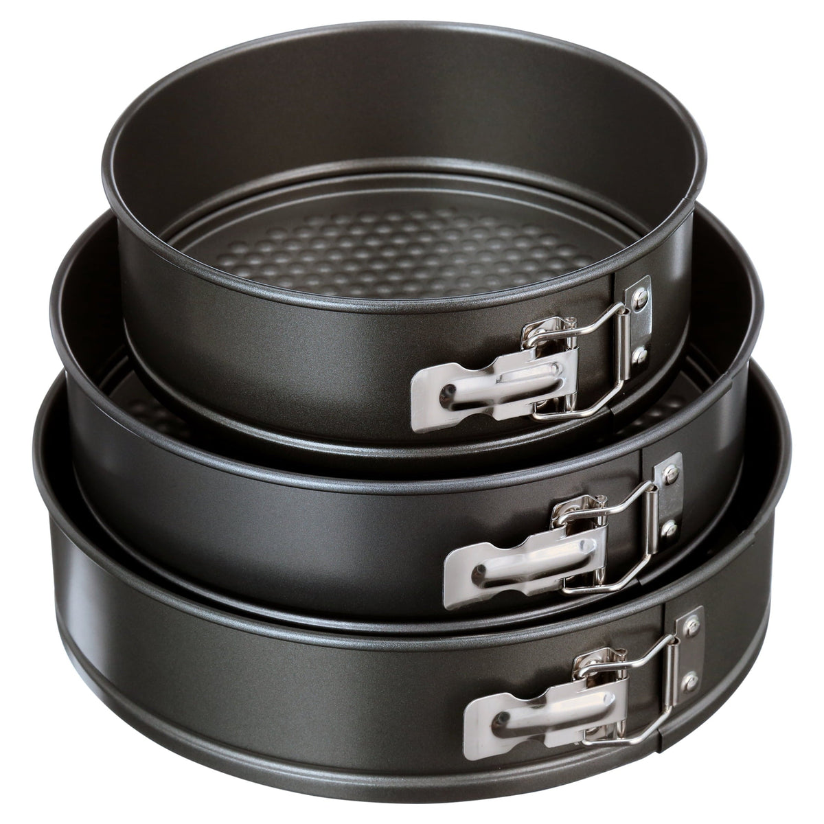 Mainstays, 8", 9", 10" Round Nonstick Carbon Steel Springform Cake Pans, Gray, Set of 3